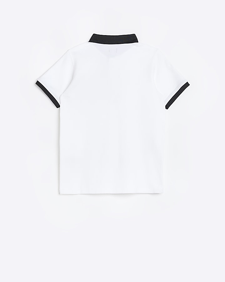 Boys White Maison Riviera Logo Polo Shirt