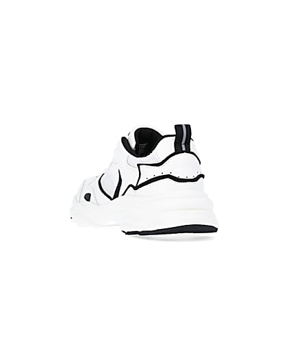 360 degree animation of product Boys White Mesh Monochrome Chunky trainers frame-7