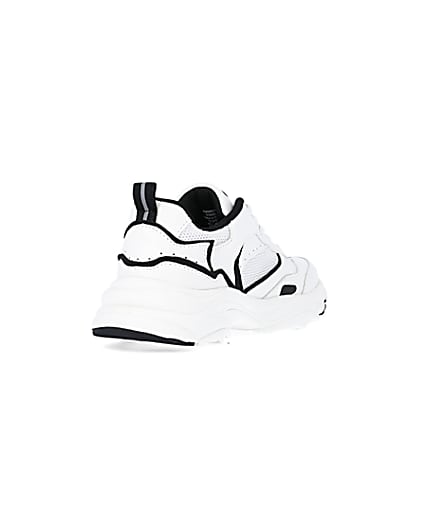 360 degree animation of product Boys White Mesh Monochrome Chunky trainers frame-11