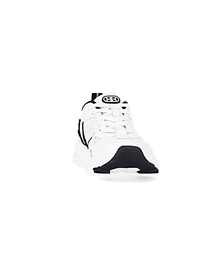 360 degree animation of product Boys White Mesh Monochrome Chunky trainers frame-20