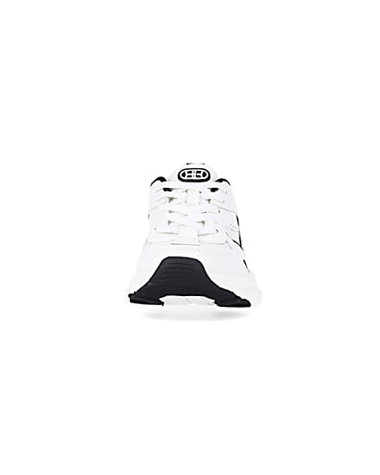 360 degree animation of product Boys White Mesh Monochrome Chunky trainers frame-21