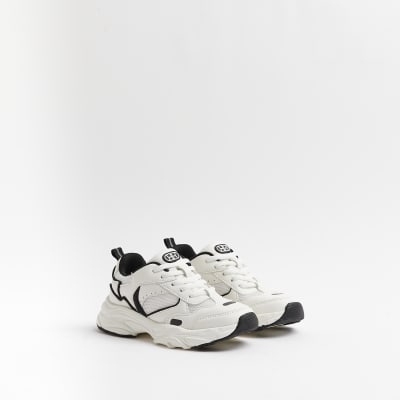 Boys White Mesh Monochrome Chunky trainers