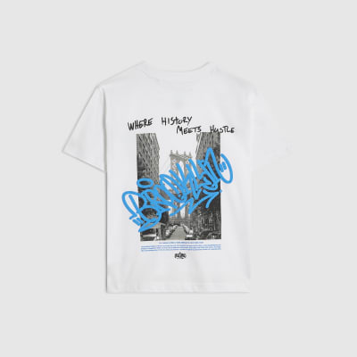 Boys White New York Graffiti T-Shirt