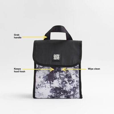 Boys white nylon marble print lunchbox