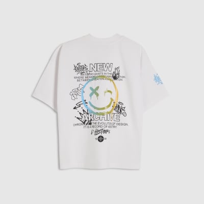 Boys White Oversized Graffiti T-Shirt