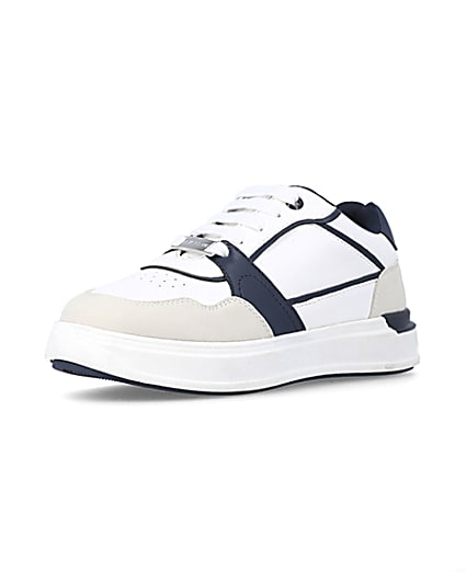 360 degree animation of product Boys white panelled trainers frame-0