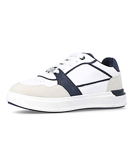 360 degree animation of product Boys white panelled trainers frame-1