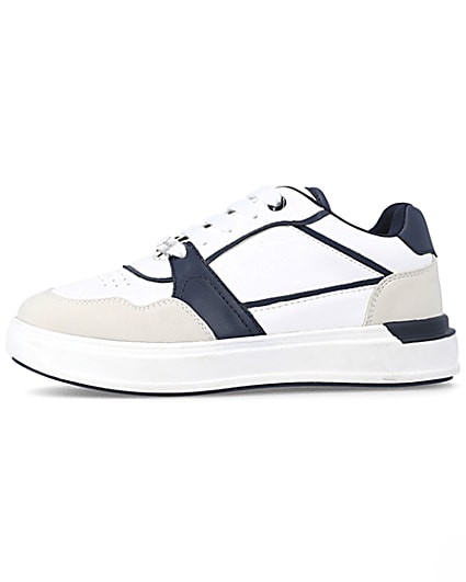 360 degree animation of product Boys white panelled trainers frame-2