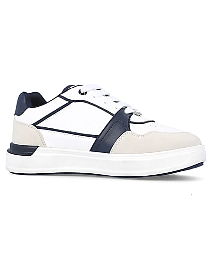 360 degree animation of product Boys white panelled trainers frame-16