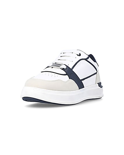 360 degree animation of product Boys white panelled trainers frame-23