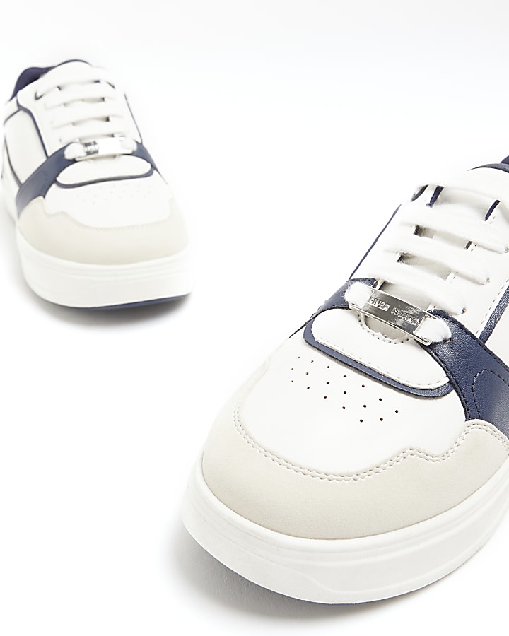 Boys white panelled trainers