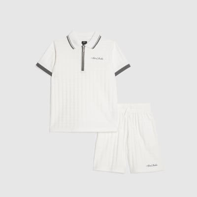 Boys White Polo Shirt And Shorts Set