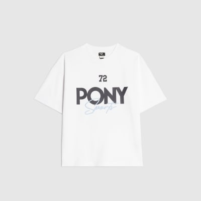 Boys White Pony Oversized Logo T-Shirt