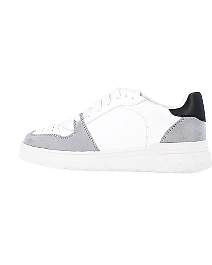 360 degree animation of product boys white Pu colour block trainers frame-4