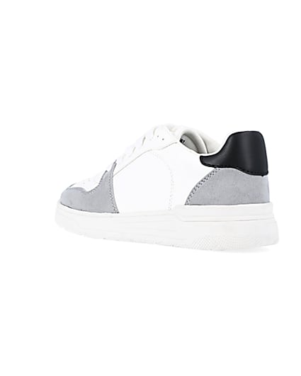 360 degree animation of product boys white Pu colour block trainers frame-6