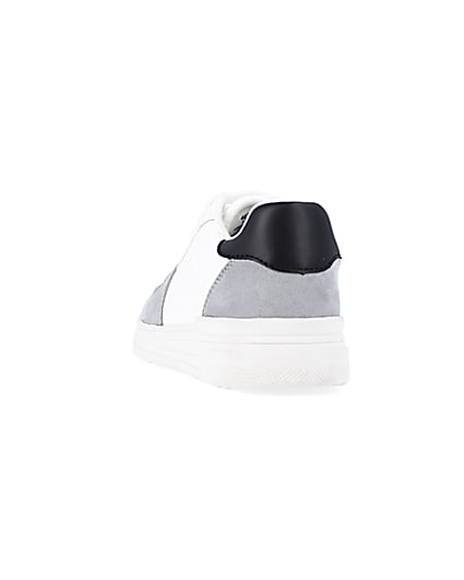 360 degree animation of product boys white Pu colour block trainers frame-8