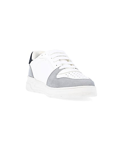 360 degree animation of product boys white Pu colour block trainers frame-19