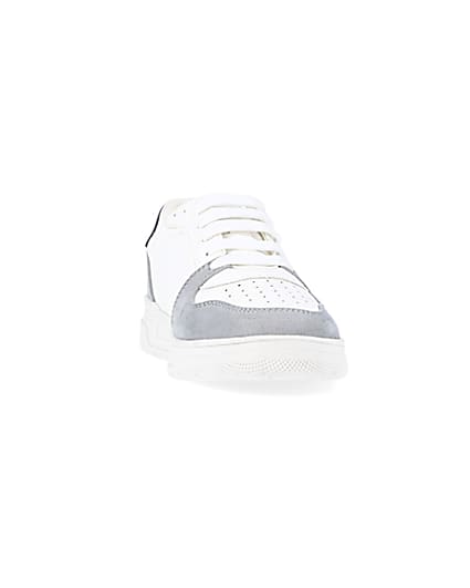 360 degree animation of product boys white Pu colour block trainers frame-20