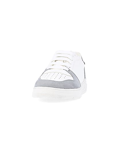 360 degree animation of product boys white Pu colour block trainers frame-22
