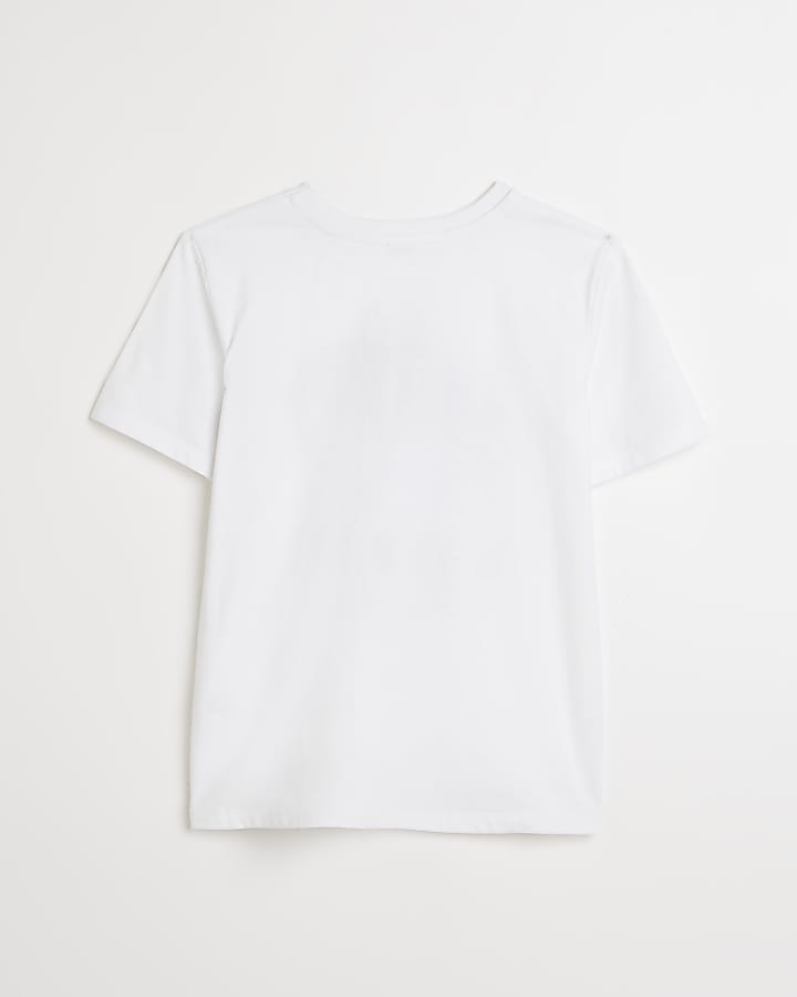 Boys white rapper print t-shirt