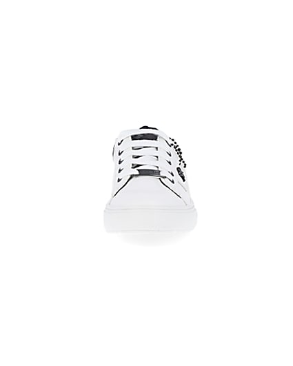 360 degree animation of product Boys white RI branded lace up trainers frame-21