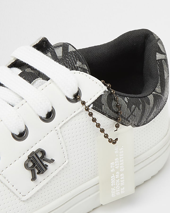 Boys white RI branded lace up trainers