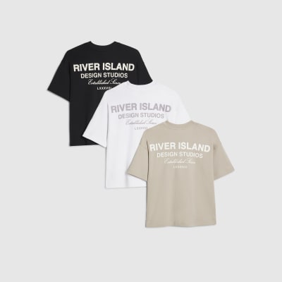 Boys White RI branded Pack Of 3 T-Shirts