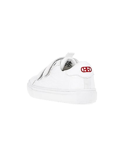 360 degree animation of product Boys white RI embossed monogram trainers frame-7