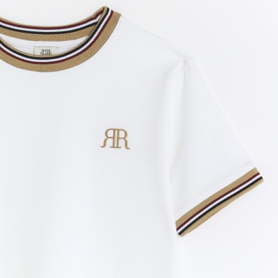 Boys white RI embroidered taped t-shirt
