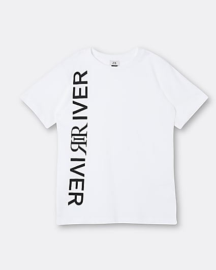 Boys white River print t-shirt