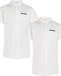 Boys white River short sleeve shirts 2 pack