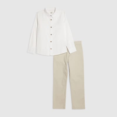 Boys White Shirt And Chino Trousers Set