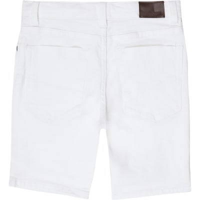 white skinny jean shorts