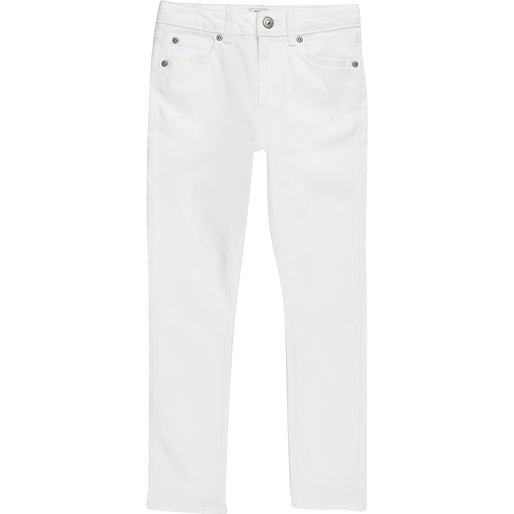 Boys white Sid skinny jeans | River Island