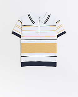 Boys white stripe polo shirt