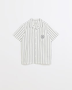 Boys White Stripe short sleeve Shirt