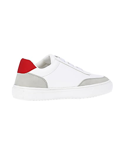 360 degree animation of product Boys White Stripe trainers frame-13