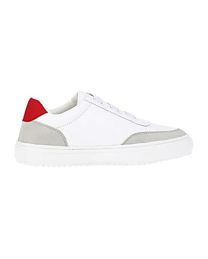 360 degree animation of product Boys White Stripe trainers frame-14