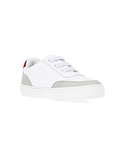 360 degree animation of product Boys White Stripe trainers frame-18
