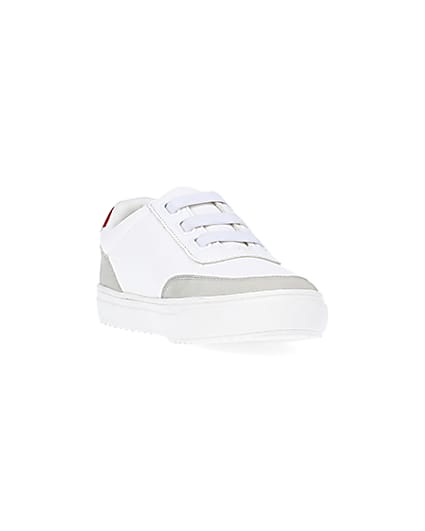 360 degree animation of product Boys White Stripe trainers frame-19