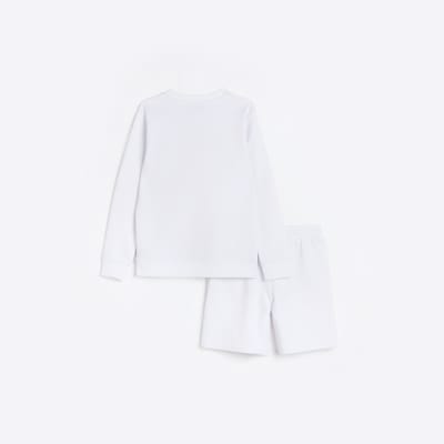 Boys white Sweatshirt and Shorts Set