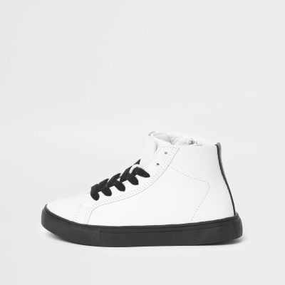Boys white textured high top trainers