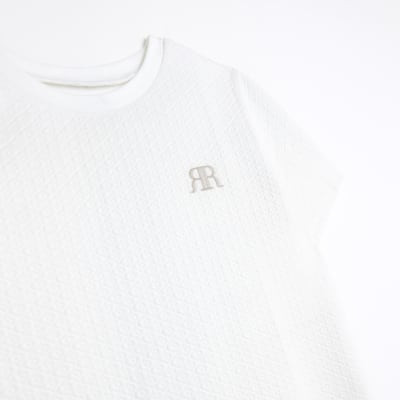 Boys white textured t-shirt