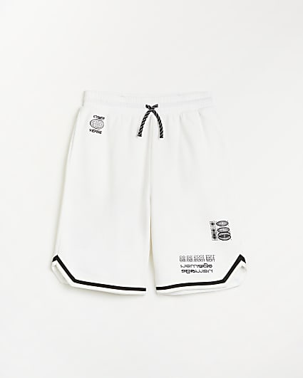 Boys white tipped printed jogger shorts