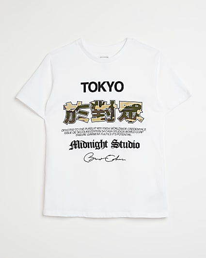 Boys white Tokyo print t-shirt