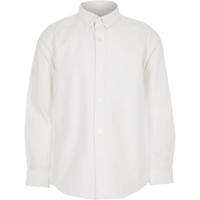 Boys white twill long sleeve shirt
