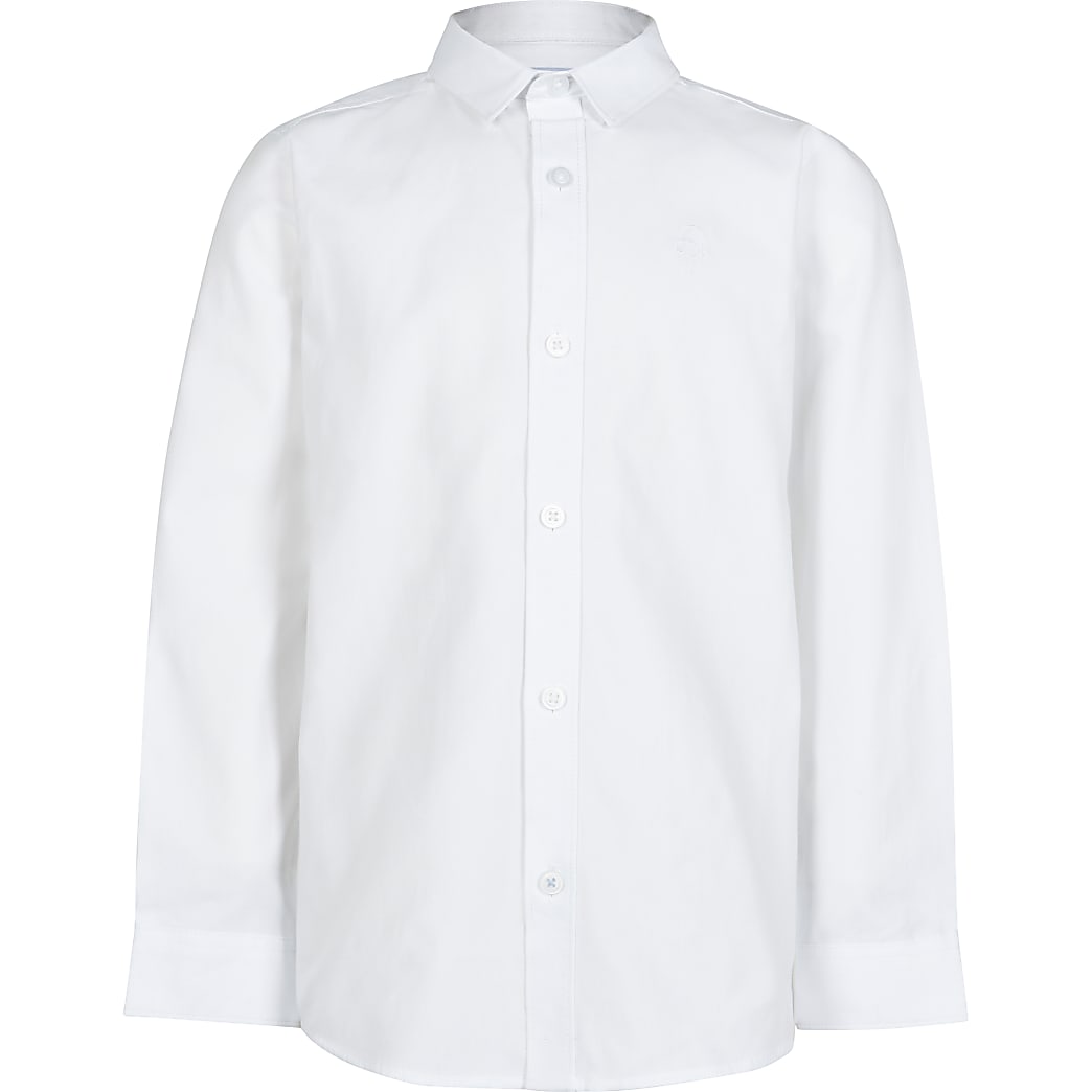 Boys white twill long sleeve shirt | River Island