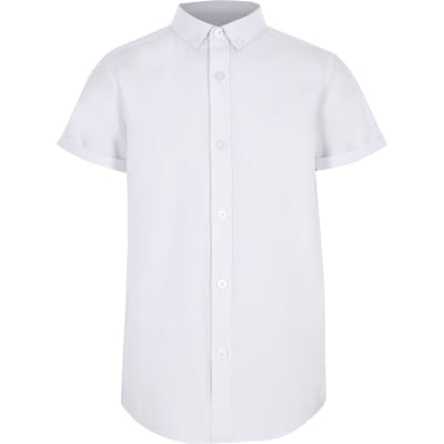 Boys white twill short sleeve shirt