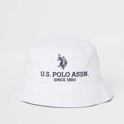 polo bucket hat white