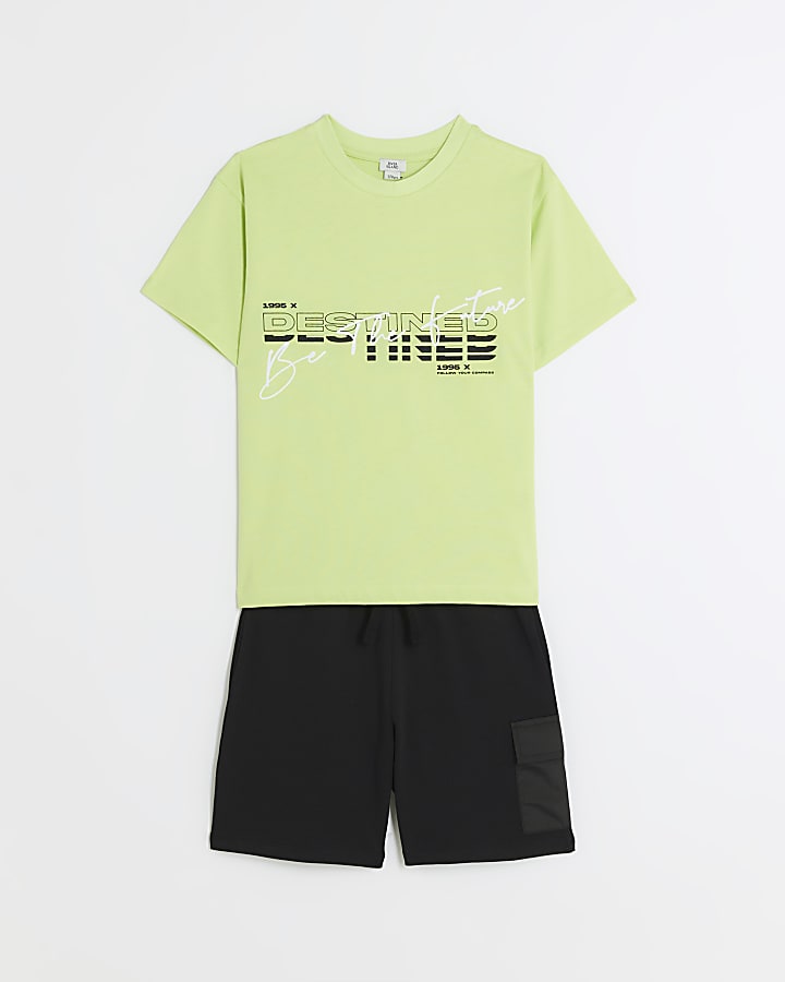 Boys yellow graphic t-shirt and shorts set